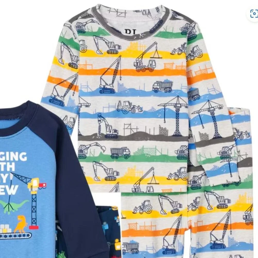 NWT The Children’s Place Baby Boys Construction Snug Fit Cotton Pajama set